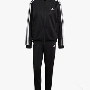 Adidas Black Tracksuit with White Stripes